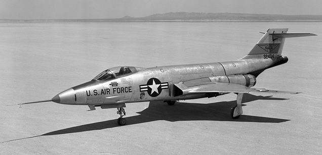 An early F-101A Voodoo on loan to the National Advisory Committee for Aeronautics (NACA) at Edwards Air Force Base in 1956. (NASA)